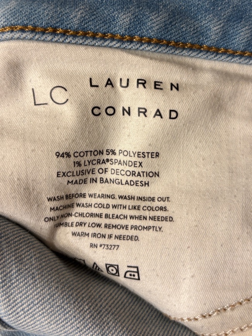 LC Lauren Conrad Light Blue Denim Floral Embroidered Shorts - Picture 6 of 6